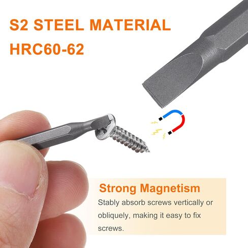 HARFINGTON 7 قطع SL1.0-SL4.0 مجموعة لقم مفك مشقوق 5/32 بوصة سداسية عرقوب 28 مم طول رؤوس سداسية مسطحة مغناطيسية S2 لقمة مفك براغي فولاذية للإصلاح الدقيق للمفكات اليدوية الكهربائية in Kuwait