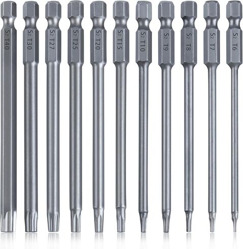 Manual Impact Driver Nut Driver Set 11 Piece Security Torx Bit Set T6 To T40 Torx Head Screwdriver Bit Set 1/4 Inch Hex Shank Magnetic Tamper Proof Star 6 Point Screw Driver Kit in Saudi Arabia