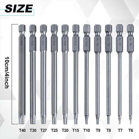 Manual Impact Driver Nut Driver Set 11 Piece Security Torx Bit Set T6 To T40 Torx Head Screwdriver Bit Set 1/4 Inch Hex Shank Magnetic Tamper Proof Star 6 Point Screw Driver Kit in Saudi Arabia
