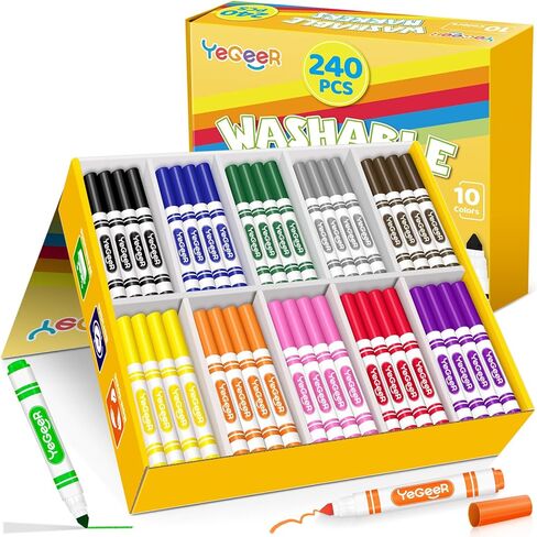 320 Count Washable Markers Bulk – 16 Assorted Colors, Broad Tip Markers for Kids, Teachers, and Classroom Supplies, Perfect for Art and Coloring. in Kuwait