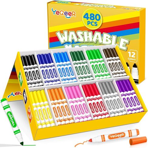 320 Count Washable Markers Bulk – 16 Assorted Colors, Broad Tip Markers for Kids, Teachers, and Classroom Supplies, Perfect for Art and Coloring. in Kuwait