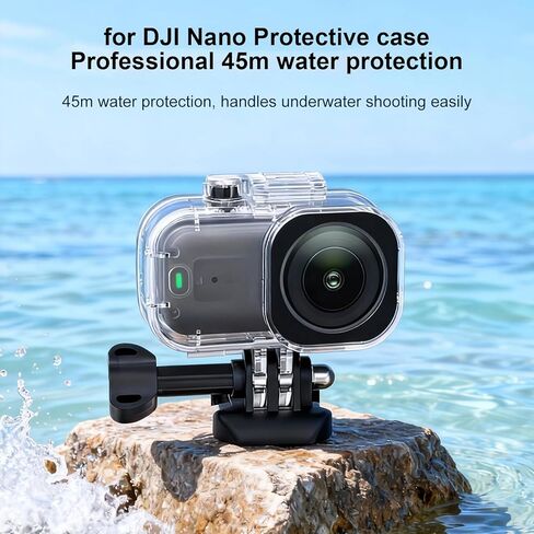 غطاء حماية للكمبيوتر الشخصي مقاوم للماء بطول 45 مترًا لكاميرا DJI Osmo Nano، جراب غوص متين ومضاد للضغط وغطاء للعدسة من الزجاج المقسى وقاعدة محول لضمان التصوير تحت الماء in Kuwait
