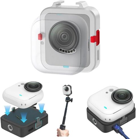 قاعدة شحن مغناطيسية لجهاز Insta360 Go Ultra، بطارية مدمجة بقدرة 450 مللي أمبير في الساعة لإطالة عمر البطارية، ودعم نقل البيانات مع حامل الحذاء البارد/فتحة لولبية 1/4 بوصة (قاعدة شحن سوداء/قاعدة شحن) in Saudi Arabia