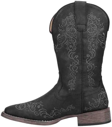 ROPER Womens Riley Scroll Embroidered Square Toe Casual Boots Mid Calf Low Heel 1-2" - Black - Size 10.5 M in Saudi Arabia