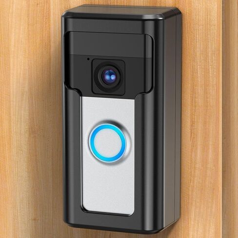 حامل جرس باب فيديو مضاد للسرقة من QIBOX متوافق مع جرس باب فيديو لاسلكي Ring/Blink، حامل كاميرا مناسب للمستأجر، لا يوجد مثقاب وحامل جرس باب قابل للتعديل (التصميم الأمامي - فضي) in Saudi Arabia
