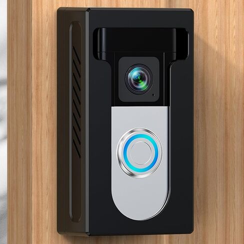 QIBOX Anti-Theft Video Doorbell Mount Compatible with Ring/Blink Wireless Video Doorbell, Renter Friendly Camera Mount, No Drill & Adjustable Doorbell Holder Bracket Accessories (Front Design-Silver) in Saudi Arabia