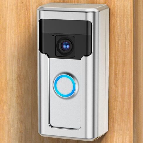 QIBOX Anti-Theft Video Doorbell Mount Compatible with Ring/Blink Wireless Video Doorbell, Renter Friendly Camera Mount, No Drill & Adjustable Doorbell Holder Bracket Accessories (Front Design-Silver) in Saudi Arabia