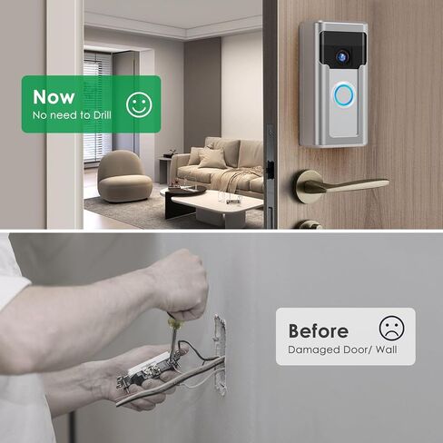 QIBOX Anti-Theft Video Doorbell Mount Compatible with Ring/Blink Wireless Video Doorbell, Renter Friendly Camera Mount, No Drill & Adjustable Doorbell Holder Bracket Accessories (Front Design-Silver) in Saudi Arabia