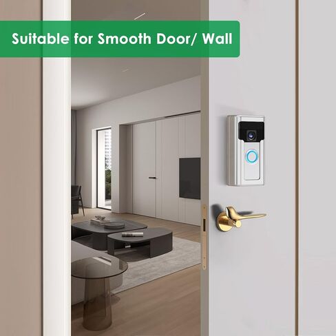QIBOX Anti-Theft Video Doorbell Mount Compatible with Ring/Blink Wireless Video Doorbell, Renter Friendly Camera Mount, No Drill & Adjustable Doorbell Holder Bracket Accessories (Front Design-Silver) in Saudi Arabia
