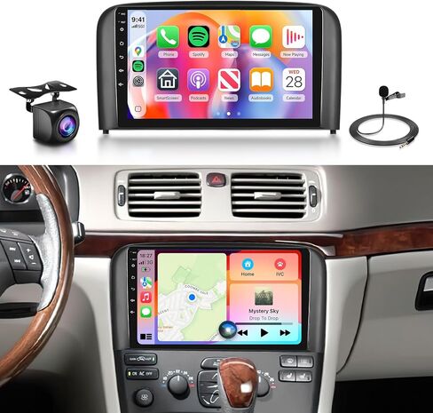 8 CORE 2G+64G Car Radio Stereo for Volvo S80 1999-2006 with Wireless CarPlay Android Auto, 9 Inch 1280 * 720P IPS Touch Screen Head Unit Android 13 GPS WiFi Bluetooth 32-Band DSP SWC HD Camera in Kuwait
