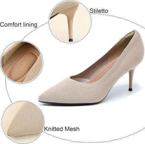 Women's Pumps Knitted Mesh Stilettos Dress Shoes Elegant Pointed Toe High Heels Comfortable Formal Work Office Business Shoes in Saudi Arabia