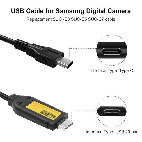 USB C to SUC-3 SUC-5 SUC-7 USB Cable Compatible with Samsung L200, L210, TL110, TL205, TL210, TL220, SL600, SL605, SL620, SL630, SL50, PL200, PL210, ES65 Digital Camera for PC, Smartphone in Saudi Arabia