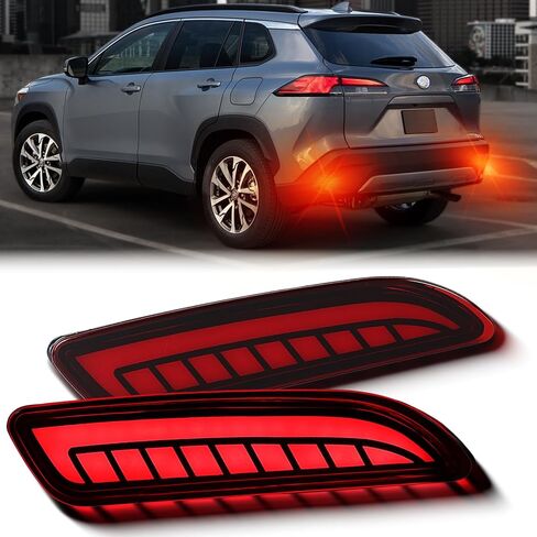 LED Rear Bumper Reflector Light Compatible with Toyota Corolla Cross 2021 2022 2023 DRL Turn Signal Tail Brake Fog Lamp (Red lens) in Saudi Arabia