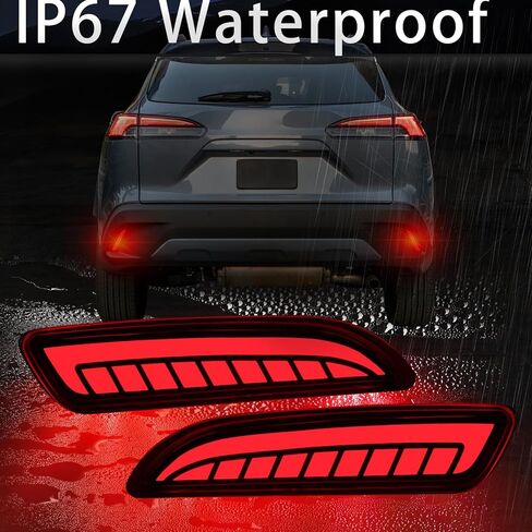 LED Rear Bumper Reflector Light Compatible with Toyota Corolla Cross 2021 2022 2023 DRL Turn Signal Tail Brake Fog Lamp (Red lens) in Saudi Arabia