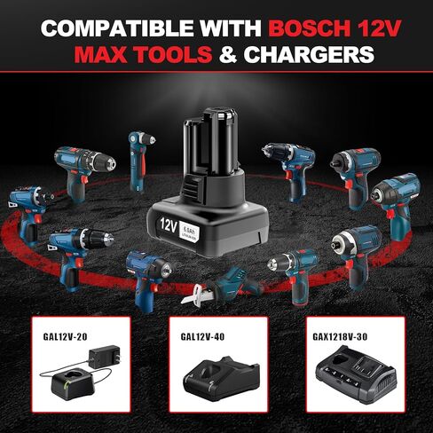 【High Capacity】6.0Ah Replacement GBA12V60 for Bosch 12v Batteries BAT414 GBA12V30 BAT414-2PK BAT411 BAT420, Compatible with Bosch12V Max Cordless Power Tools & Chargers GAL12V-20 GAL12V-40 GAX1218V-30 in Saudi Arabia