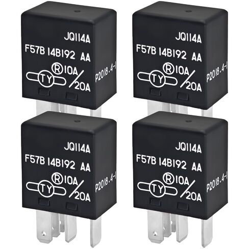 مرحل F57B14B192AA (مجموعة من 4)، 10A/20A 12VDC 5Pins مرحل السيارات F57B 14B192 AA - استبدال OEM، متوافق مع سيارات مختارة من Ford، Toyota، Cadillac in Saudi Arabia
