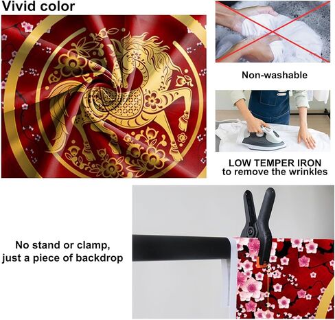 Baocicco 8x6.5ft Happy Chinese New Year 2026 Backdrop Plum Blossom Red Lantern Photography Background for 2026 Chinese New Year of Horse Celebrate Spring Festival Dinner Party Photo Studio in Saudi Arabia