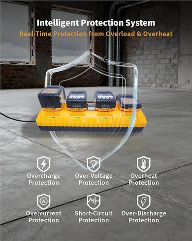 DCB104 Charger Compatible with Dewalt Battery, 4 Port Fast Rapid Charging Station with USB and Type-C Ports Fits for All Dewalt 12V 20V Max Lithium Battery in Saudi Arabia