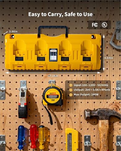 DCB104 Charger Compatible with Dewalt Battery, 4 Port Fast Rapid Charging Station with USB and Type-C Ports Fits for All Dewalt 12V 20V Max Lithium Battery in Saudi Arabia
