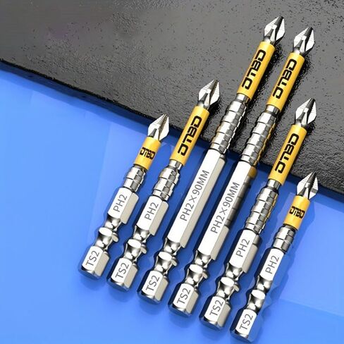 6PCS Magnetic Anti-Slip Impact Driver Bit Set, Quick-Change Hex Shank, for Power Drills, Impact Drivers and Home Repair, Yellow in Saudi Arabia