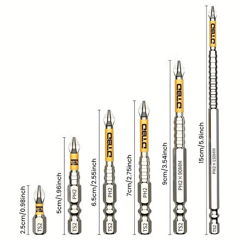 6PCS Magnetic Anti-Slip Impact Driver Bit Set, Quick-Change Hex Shank, for Power Drills, Impact Drivers and Home Repair, Yellow in Saudi Arabia