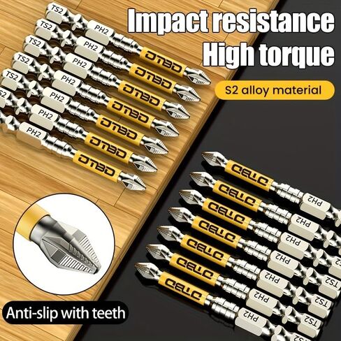 6PCS Magnetic Anti-Slip Impact Driver Bit Set, Quick-Change Hex Shank, for Power Drills, Impact Drivers and Home Repair, Yellow in Saudi Arabia