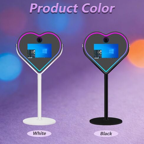Magic Mirror Photo Booth with 21.5 Inch Touchscreen, APP Control & Instant Printing, Portable Heart DSLR Photobooth Includes Flight Case for Wedding Graduation Parties (Black, Photo Booth + Camera) in Saudi Arabia