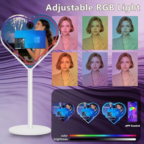 Magic Mirror Photo Booth with 21.5 Inch Touchscreen, APP Control & Instant Printing, Portable Heart DSLR Photobooth Includes Flight Case for Wedding Graduation Parties (Black, Photo Booth + Camera) in Saudi Arabia
