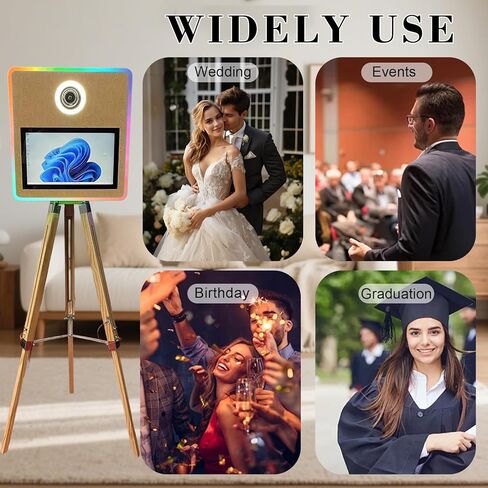 Portable Mirror Photo Booth with 15.6 Inch Touchscreen, APP Control & RGB Light, DSLR Photo Booth Machine Includes Flight Case for Wedding Parties Events Rental (Photo Booth + Printer) in Saudi Arabia