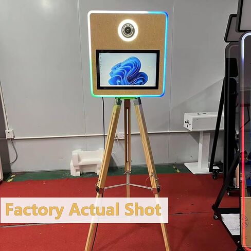 Portable Mirror Photo Booth with 15.6 Inch Touchscreen, APP Control & RGB Light, DSLR Photo Booth Machine Includes Flight Case for Wedding Parties Events Rental (Photo Booth + Printer) in Saudi Arabia
