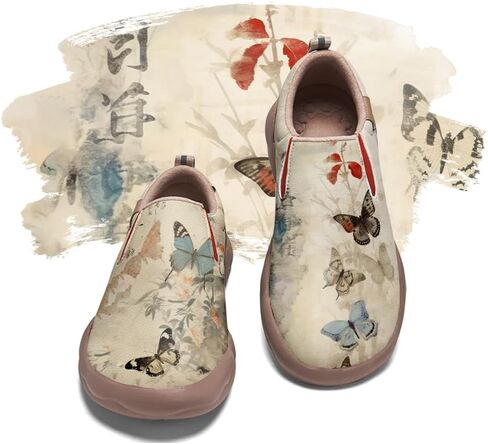 Onehorse Women's Slip-Ons Loafers Painted Travel Shoes Microfiber Leather Chinese Style Fashion Sneakers in Saudi Arabia
