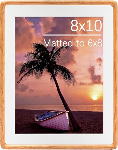 Natural Walnut Wood 10x10 Picture Frame - Includes 2mm Beveled Mat Opening 5.5x5.5/7.5x7.5 for 6x6/8x8 Photo - Wall Gallery Tabletop Photo Poster Frame in Saudi Arabia