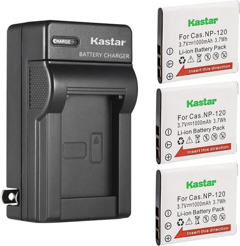 استبدال شاحن بطارية حائط تيار متردد من Kastar لكاميرات Casio Exilim EX-ZS30، Exilim EX-ZS35، Exilim EX-S200، Exilim EX-S300، Exilim EX-Z31، Exilim EX-Z680، Exilim EX-Z690، Exilim EX-Z770 in Kuwait