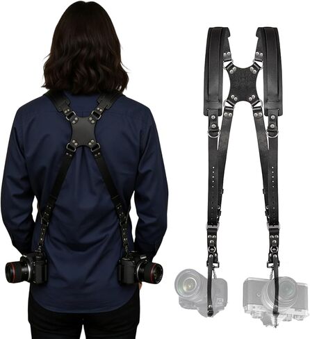 حزام الكاميرا، حزام الكاميرا المزدوج للمصورين، حزام الكاميرا الجلدي لكاميرتين لحزام DSLR/SLR in Kuwait
