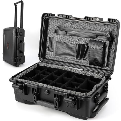 Garvee Protective Case,Heavy Duty Protective Dry Box Case with Padded Dividers and Wheels,Waterproof Travel Camera Case Dustproof and Impact Resistant,22" x 14" x 9",for Travel, Hunt in Saudi Arabia