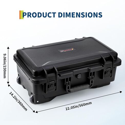Garvee Protective Case,Heavy Duty Protective Dry Box Case with Padded Dividers and Wheels,Waterproof Travel Camera Case Dustproof and Impact Resistant,22" x 14" x 9",for Travel, Hunt in Saudi Arabia