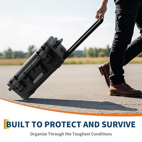 Garvee Protective Case,Heavy Duty Protective Dry Box Case with Padded Dividers and Wheels,Waterproof Travel Camera Case Dustproof and Impact Resistant,22" x 14" x 9",for Travel, Hunt in Saudi Arabia