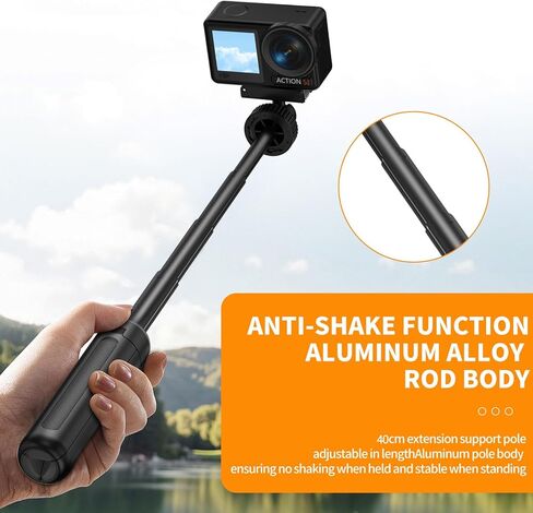 قضيب تمديد مغناطيسي سريع الإصدار متوافق مع DJI Osmo Action 5 Pro/4/3/360، حامل ثلاثي القوائم قابل للتمديد، أسود، مونوبود Vlog محمول مع قبضة مضادة للانزلاق in Kuwait