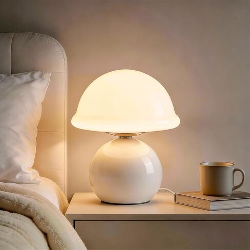 Mushroom Lamp Bedside Table Lamp for Bedroom, Cute Small Lamps with Glass Lampshade, Nightstand Lamp with Dimmer for Living Room, Aesthetic Home Decor (Blue) in Saudi Arabia