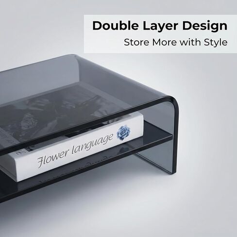 Clear Acrylic 2-Tier Monitor Stand & Desk Organizer-16 "x9.4" x5.5 H Riser Office Office مع تخزين لوحة المفاتيح ، وأجهزة الكمبيوتر المحمولة ، والكمبيوتر المحمول ، و IMAC ، والطابعة ، والتلفزيون ، وأجهزة الوسائط المتعددة (الأزرق الشفاف) in Saudi Arabia