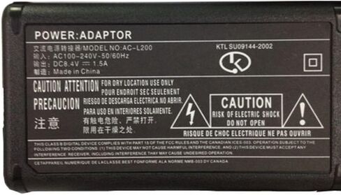 Power AC Adapter for Sony AC-L200, AC-L200C, AC-L25, AC-L25A, AC-L25B, AC-L25C and Sony Handycam DCR-SR47, DCR-SR68, DCR-SR80, DCR-SR82, DCR-SR100, DCR-SX44, DCR-SX45, DCR-SX63 in Saudi Arabia