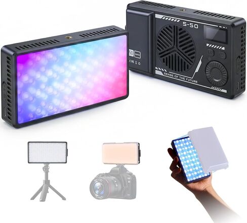 RGB LED Video Light, Portable 360° Full Color Photography Light, CRI 95+ 2700-7500K, 5200mAh Rechargeable Battery, 32 Modes, Camera Lighting with Hot Shoe Mount for Selfie, Vlogging, Video Recording in Saudi Arabia