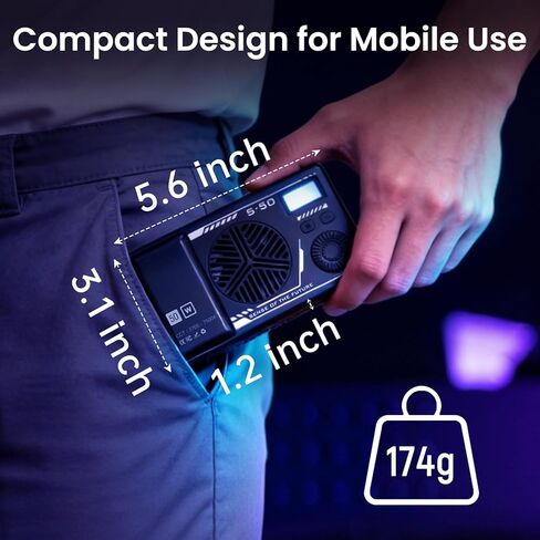 RGB LED Video Light, Portable 360° Full Color Photography Light, CRI 95+ 2700-7500K, 5200mAh Rechargeable Battery, 32 Modes, Camera Lighting with Hot Shoe Mount for Selfie, Vlogging, Video Recording in Saudi Arabia