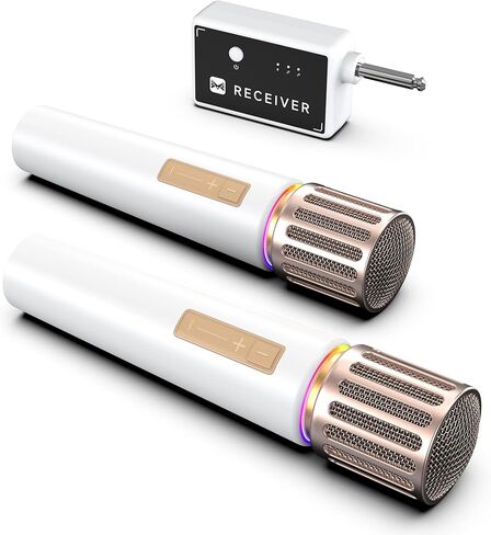 الميكروفونات اللاسلكية ، الميكروفون مع اتصال رقاقة واحد إلى واحد ومستقبل قابل لإعادة الشحن ، مدة 40 ساعة ، نطاق 200 قدم استقبال ، زمن انتقال أقل ، ميكروفون بناء المعادن للغناء in Kuwait