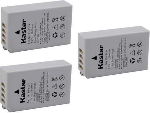 بطارية Kastar [مفككة بالكامل] EN-EL24 (3 عبوات) لنيكون EN-EL24 ENEL24 بطارية ليثيوم أيون قابلة لإعادة الشحن تعمل مع كاميرا Nikon 1 J5 in Kuwait