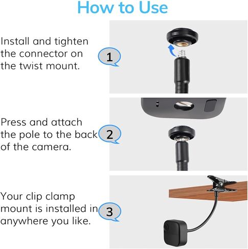 Metal Flexible Clip Clamp Mount for Blink Camera, Fit for Blink Outdoor 4 (4th/3rd Gen) XT3/Blink XT/XT2/Mini, Equipped with a Weatherproof Silicone Cover (Black) in Kuwait