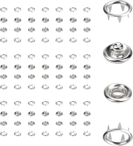 Vintrex 100pcs Metal Snap Button Kit - Silver Hollow Snaps for Fabric و 9.5 مم زر للخياطة لقرعات DIY ومشاريع الملابس والخياطة (وليس الأدوات) in Kuwait