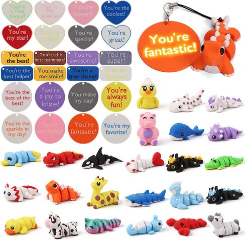 36 PCS Mini 3D Printed Animal Fortines Set ، حيوانات مكتب مرنة مفصلية رائعتين للأطفال ، ومخلوقات البرية ، والحيوان والبحر ، ومكافآت الفصل ، وجوائز الكرنفال ، وديكور المكتب in Kuwait