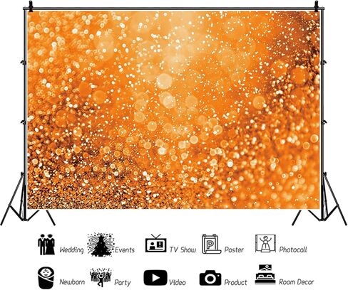 Baocicco 6x4ft Orange Glitters Backdrop Dreamy Warm Light Spot Sparkles Photography Background Wallpaper Decor Thanksgiving Baby Shower Birthday Party for New Baby Kids Portrait Studio Props in Saudi Arabia