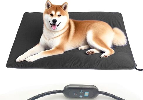 Pet Heating Pad for Cats & Small Dogs -18x18 Inch, 6 Heat Levels with Timer, Waterproof, Removable Washable Cover, Chew-Proof Cord, Digital Display in Kuwait